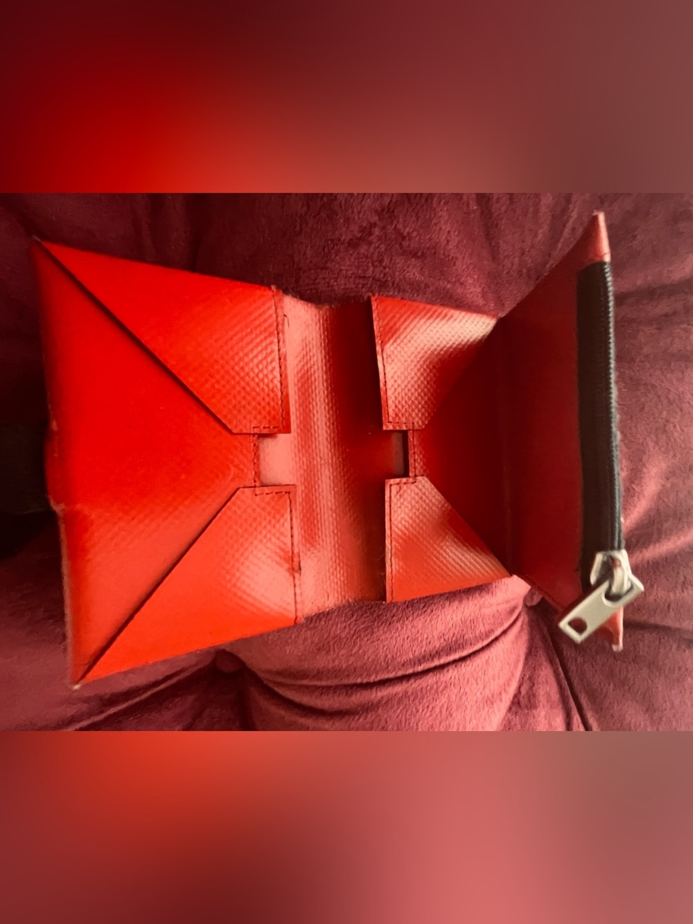 Marni Red Compact Foldable Leather Wallet Tote